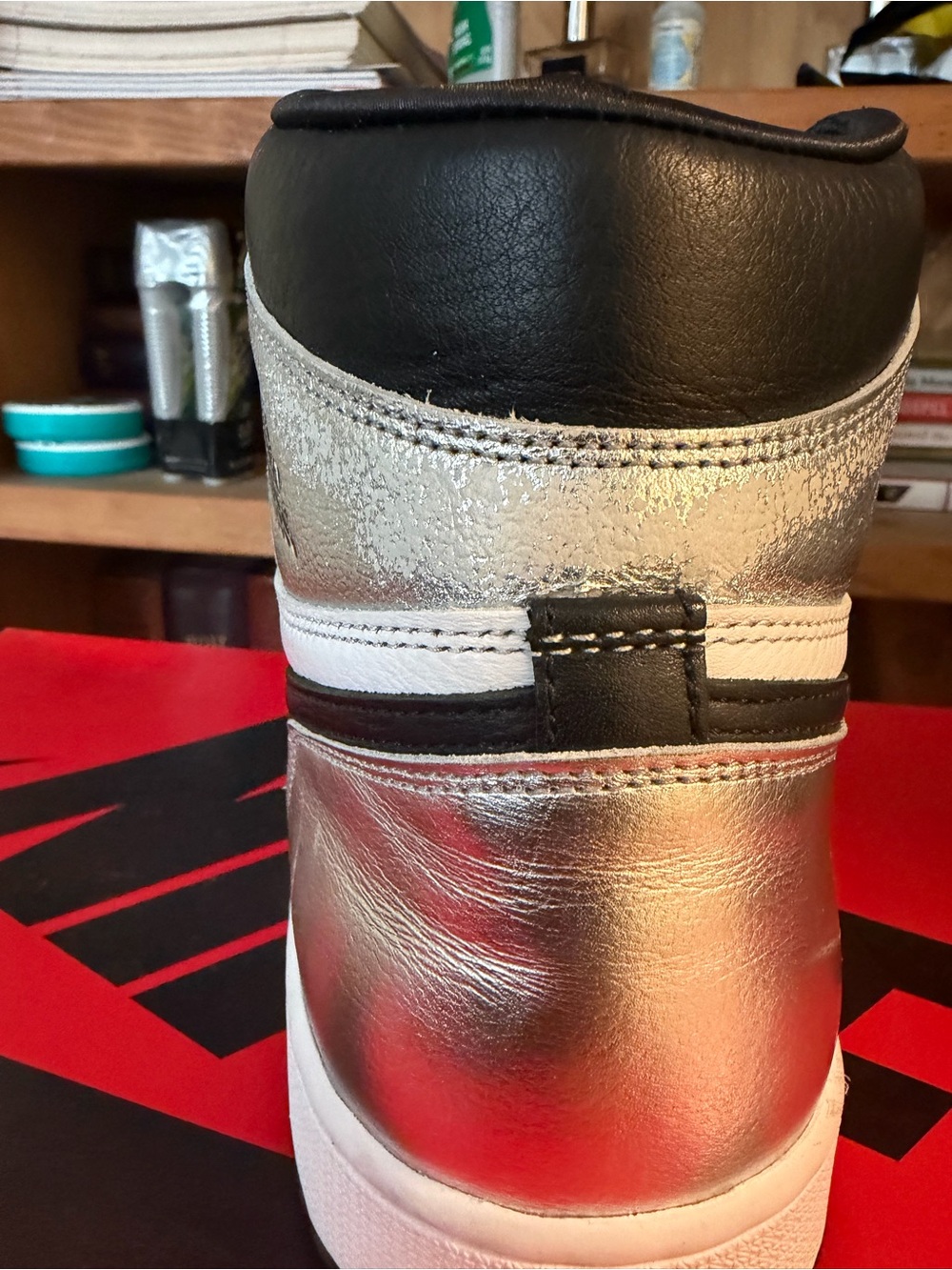 Jordan Men's High Top Sneakers - Black and Silver - Picture 8 of 13